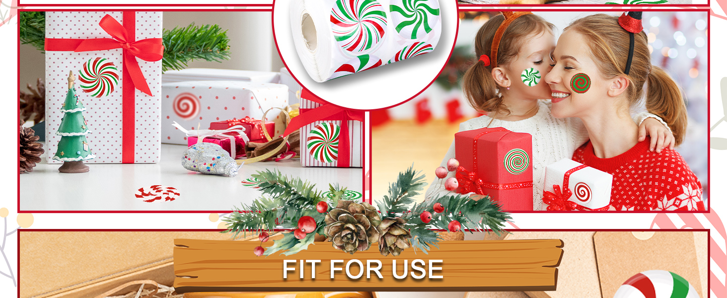 1000Pcs Christmas Candy Theme Stickers Roll