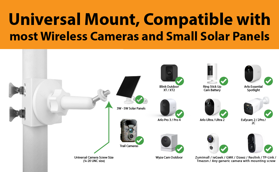 Zivif Outdoor Camera Mount, Pole Mount Bracket for Security