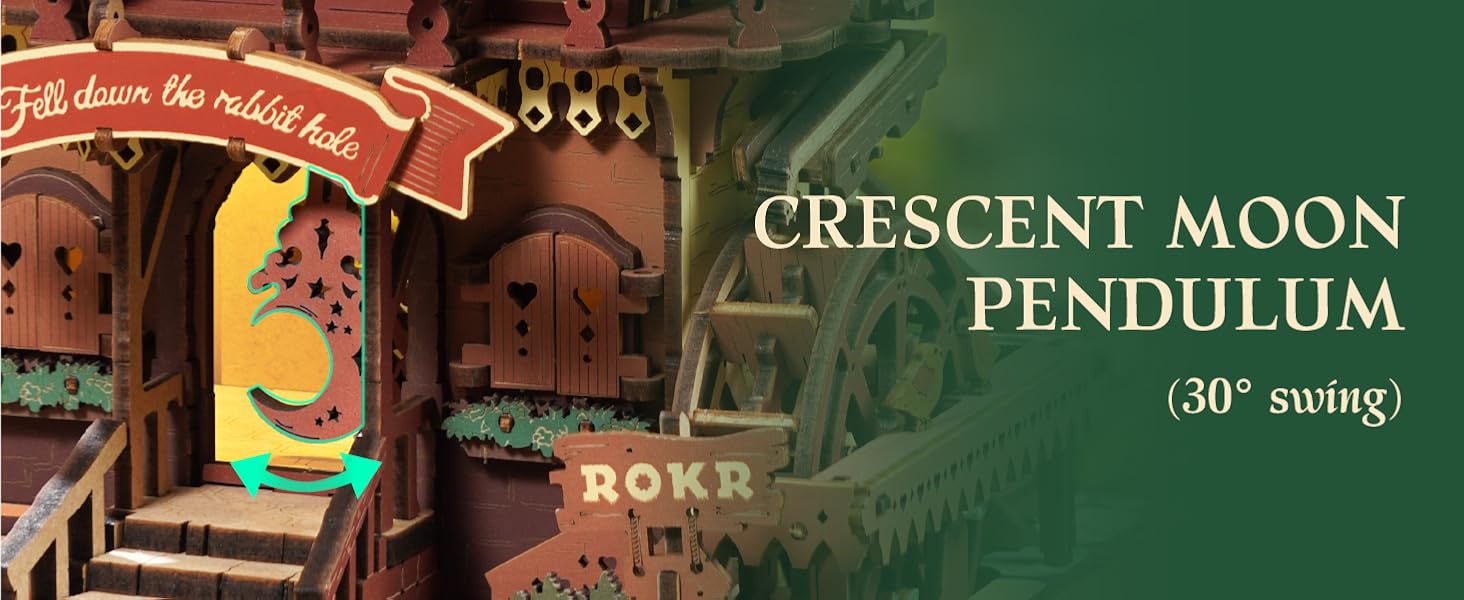 Text reads 'CRESCENT MOON PENDULUM'. Screenshot from what appears to be a video game or animation featuring ornate decorative elements.