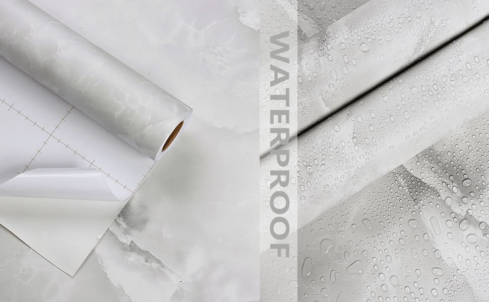 Skyblur White Grey Marble Contact Paper Peel and Stick Countertops 15.7