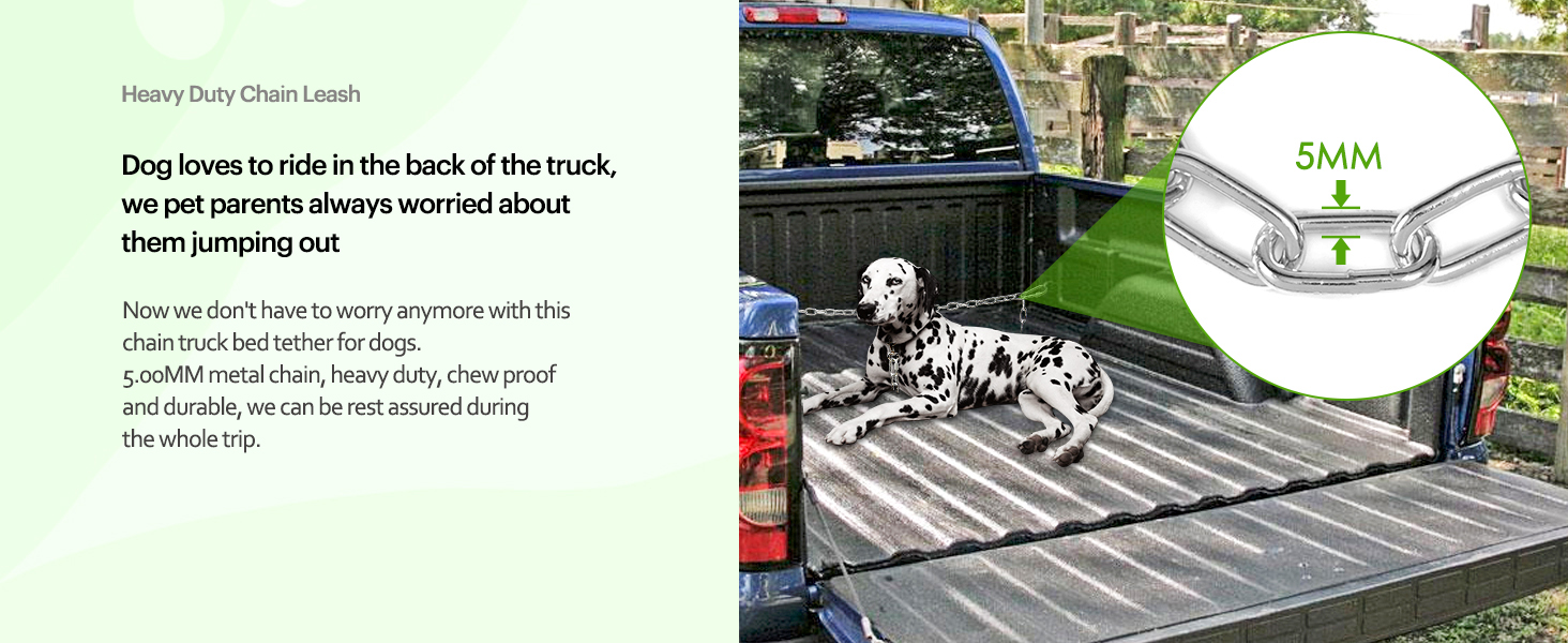 Chain Dog Truck Bed Cross Tether, Chew Proof Truck Bed Dog Leash System, Heavy Duty