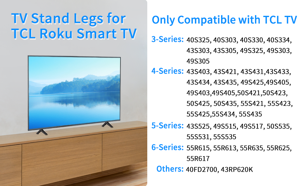 Universal TV Stands Compatible with TCL Smart TV Above 40 Inch. Replacement TV Legs