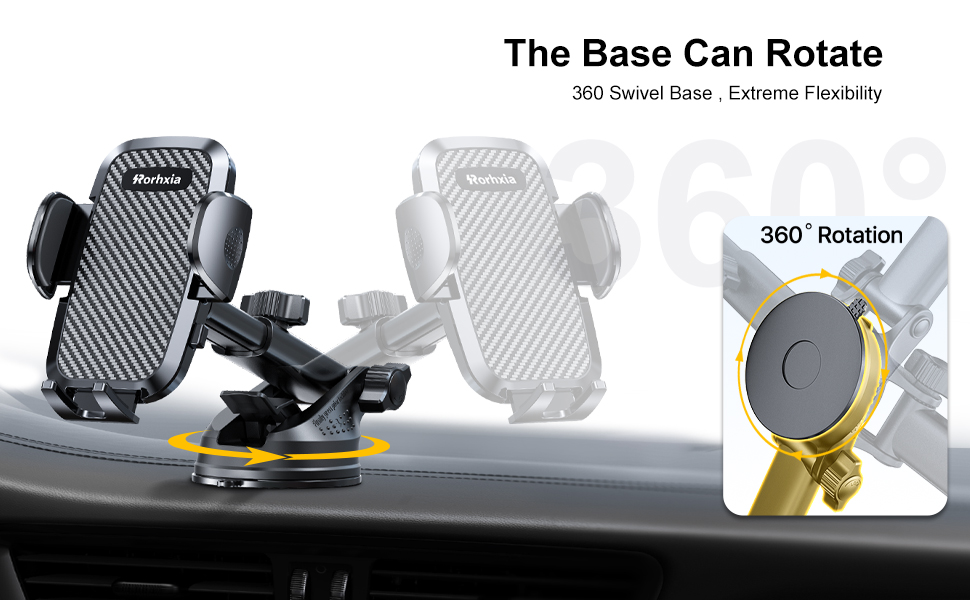 Rorhxia 3in1 Car Phone Holder [2024 Most Stable and Flexible Suction