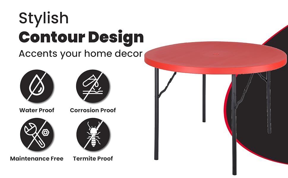 Supreme Furniture Disc Foldable, Round Plastic Table