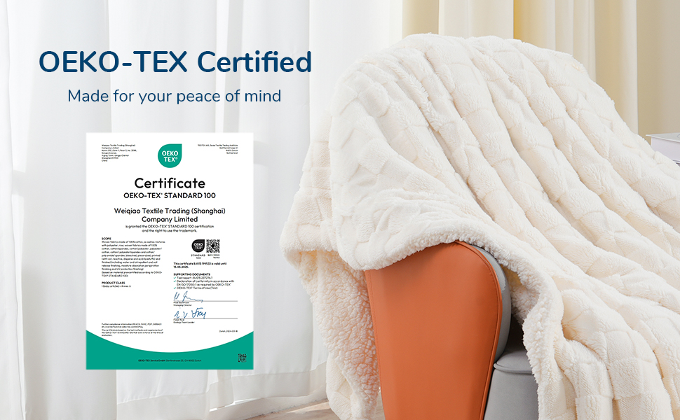 Lessymo Fleece Throw Blanket for Couch, Jacquard Sherpa