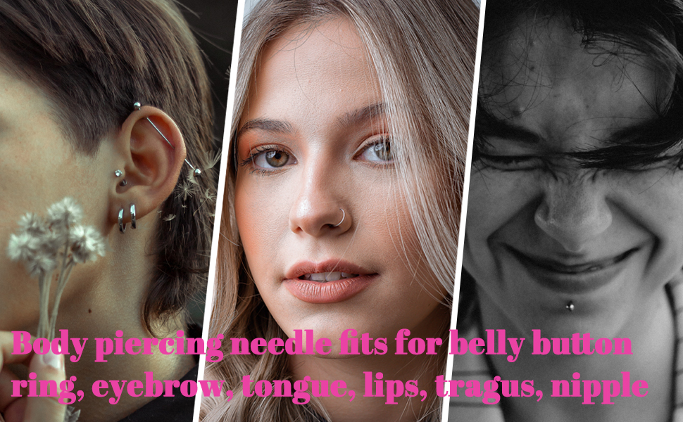 Narkysus Piercing Needles 50Pcs Mixed Ear Nose Piercing Needles 12G 14G