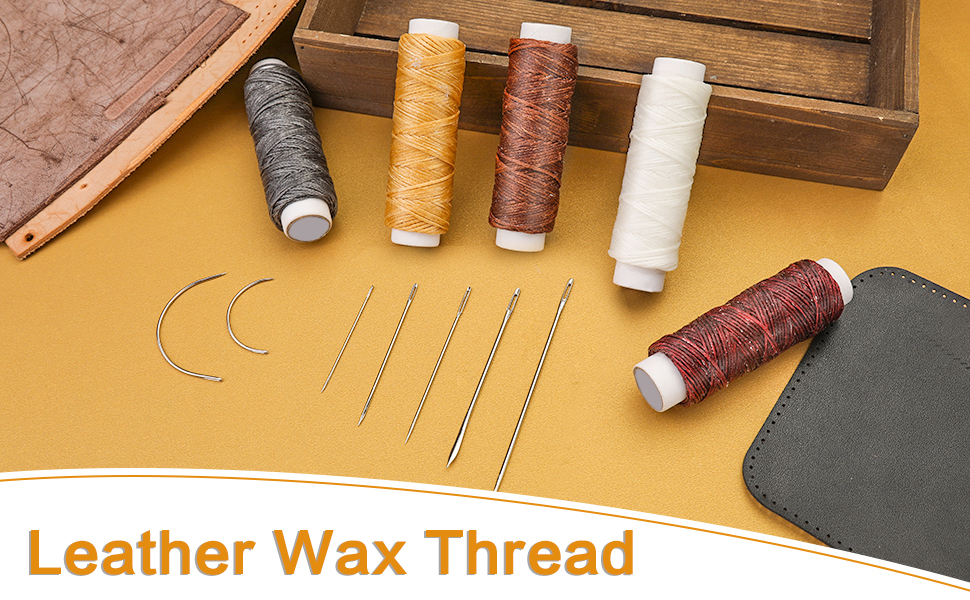 32 Yards Waxed Thread with Leather Hand Sewing Needles