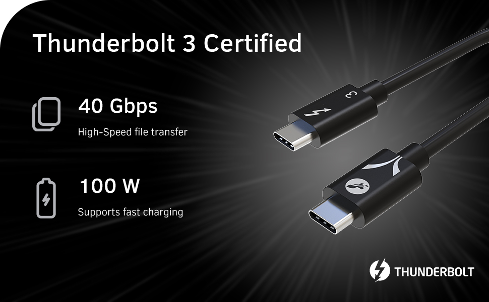 Thunderbolt 3 Certified 40 Gbps 100W