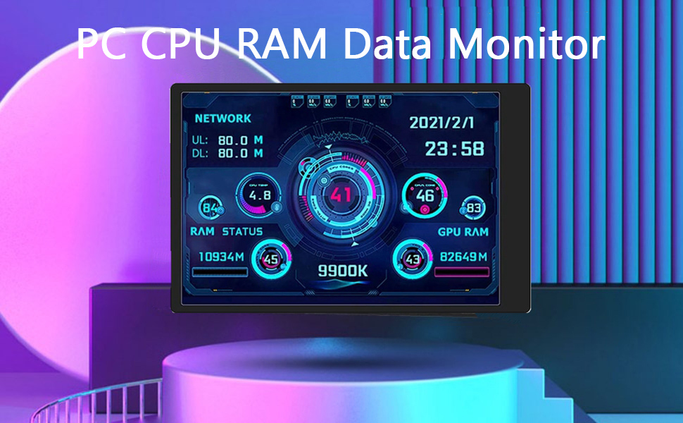 PC Temperature Display Screen, 3.5in IPS USB Mini Screen, PC Sensor
