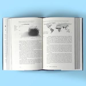 Image of The Climate Book by Greta Thunberg. It is open and features a two page spread.