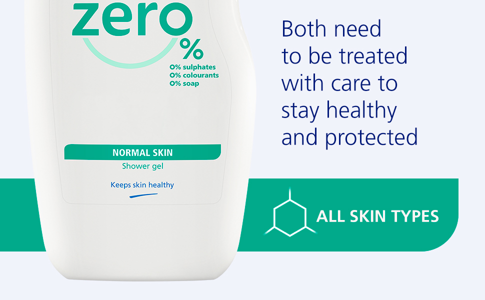 Sanex Zero Normal Skin Shower Gel 225ml Pack of 6, Vegan Body Wash