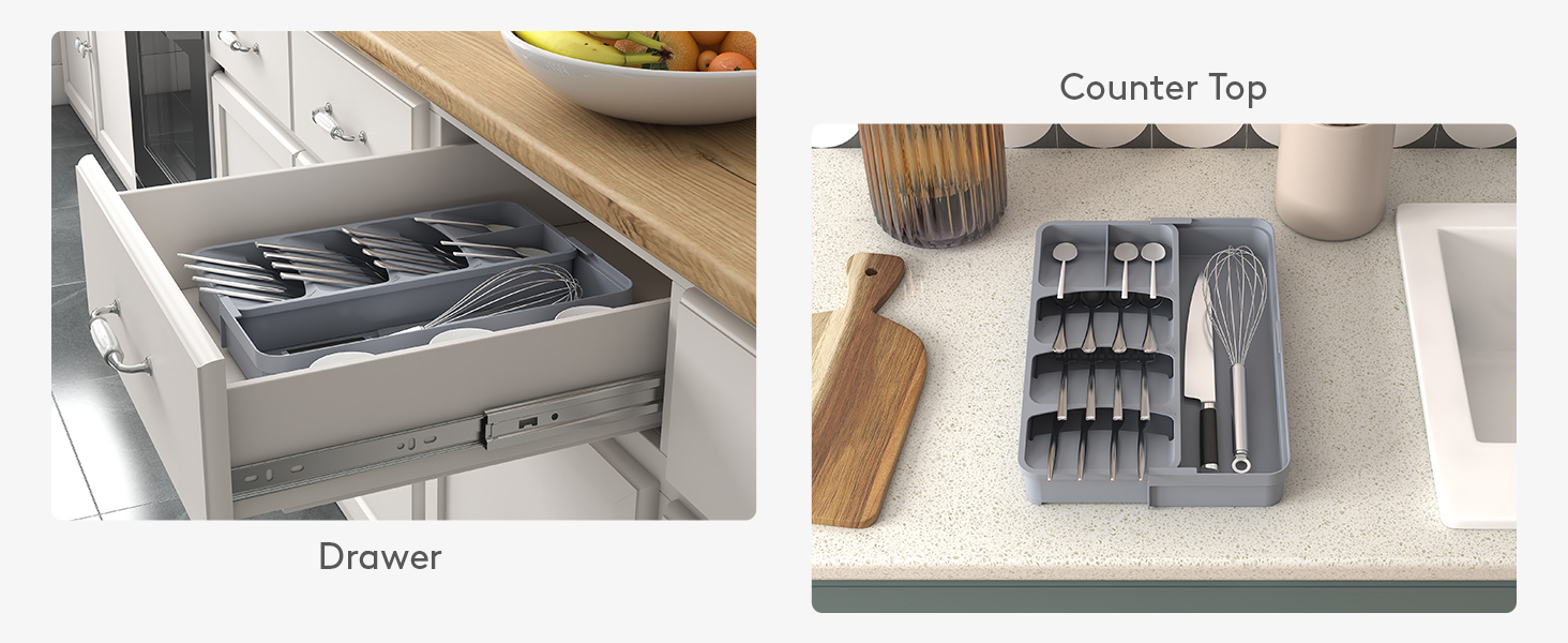 Lifewit Silverware Organizer, Compact Utensil Organizer for Kitchen Drawer