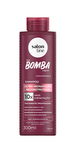 Salon Line, Shampoo, SOS Bomba Original, Ultra-Hidratação Reconstrutora, Vegano - Para Todos os Tipos de Cabelos, 300ml