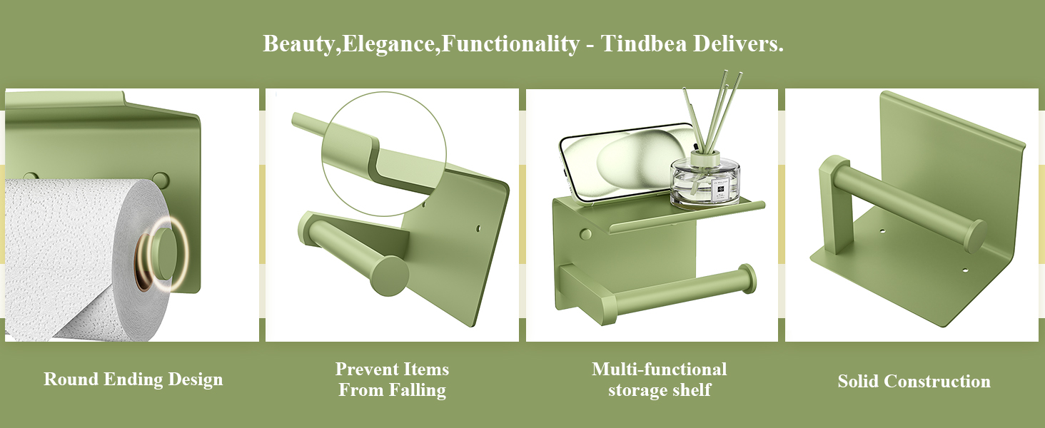 Tindbea Toilet Paper Holder with Phone Shelf