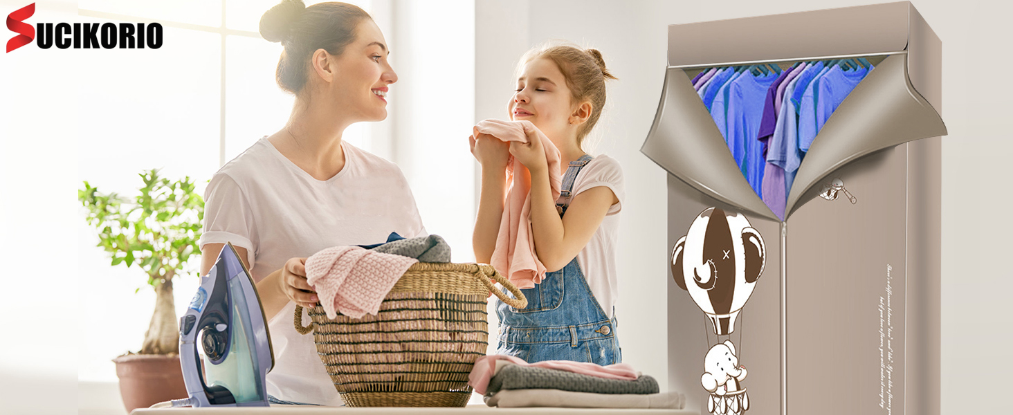 SUCIKORIO Electric Clothes Dryer Indoor, 2 Tier Folding Heated Clothes