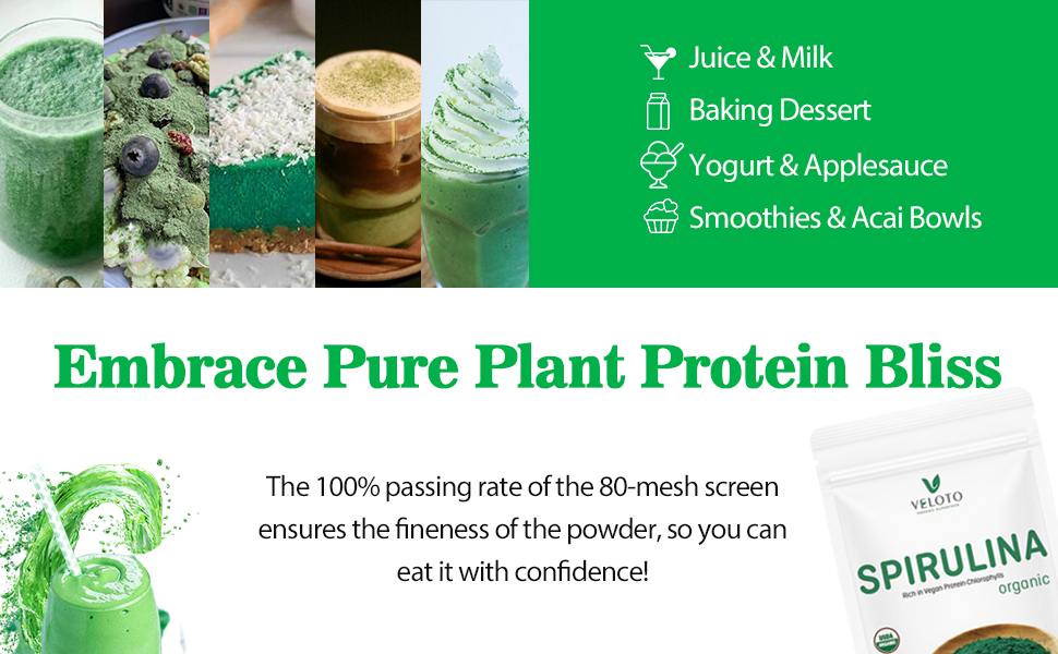 VELOTO Spirulina Powder Organic, Organic Spirulina