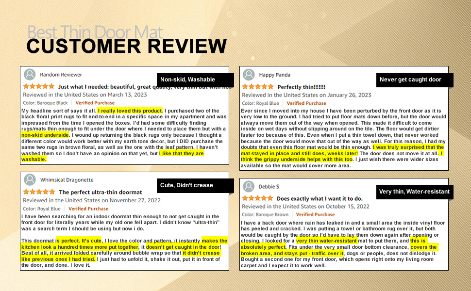 Cosilyt 1/10 Inch Ultra Thin Front Door Mat Rug Indoor