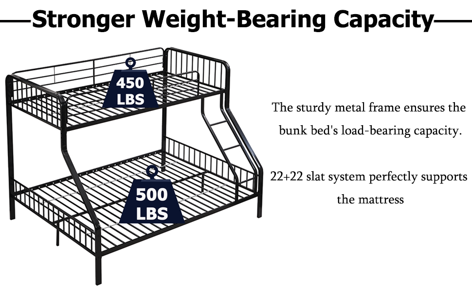 ZMIZAKOY Heavy Duty Metal Queen Bunk Bed Size for Adults