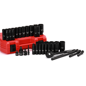 CASOMAN 1/2" Drive Master Impact Socket Set, 36 Piece Deep, Standard SAE & Metric Sizes