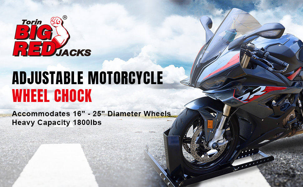BIG RED Motorcycle Trailer Wheel Chock: Adjustable Heavy