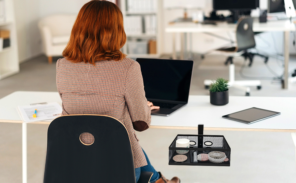 zerotop Desk Organiser, Mesh Desk Organiser, 360° Clipon Swivel Under