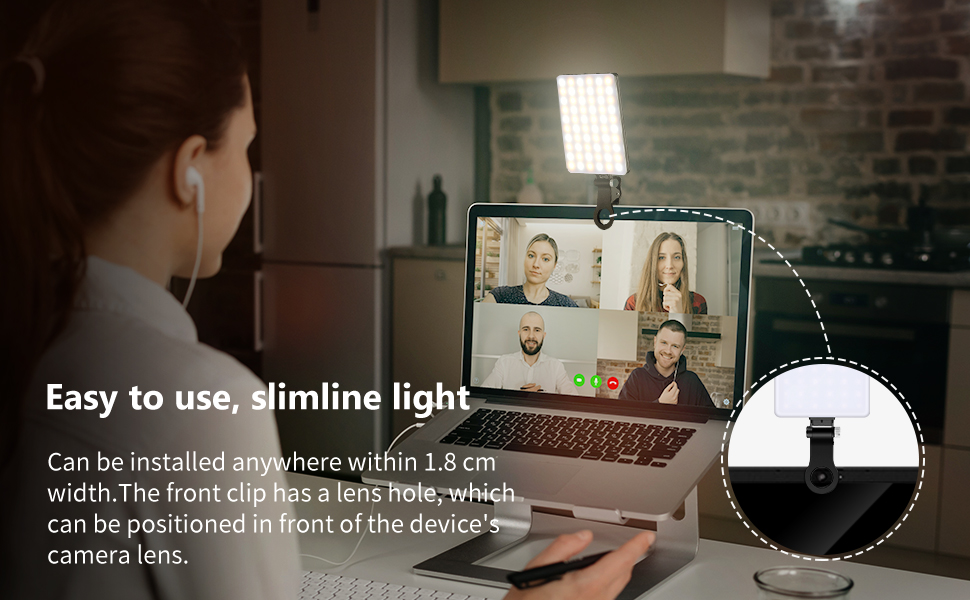 NEEWER LED Selfie Light with Front & Back Phone Clip, High Power 60 LED