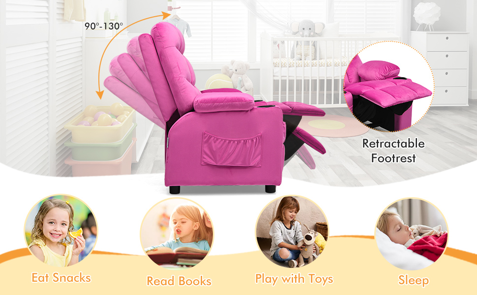 COSTWAY Larger Kids Recliner Chair, Adjustable Lounge