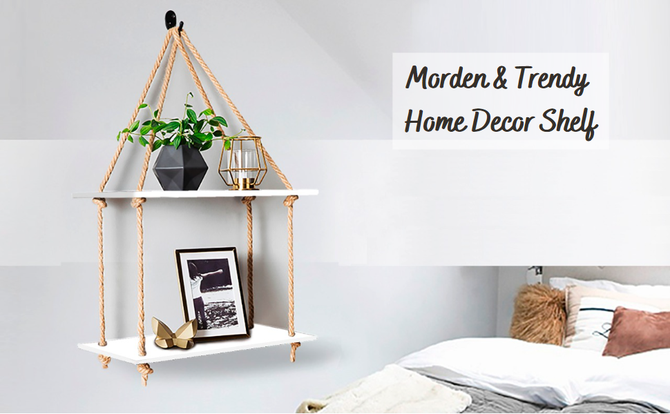 VAH Wall Hanging Shelf, Set of 2 Wood Floating Shelves for Wall Rustic