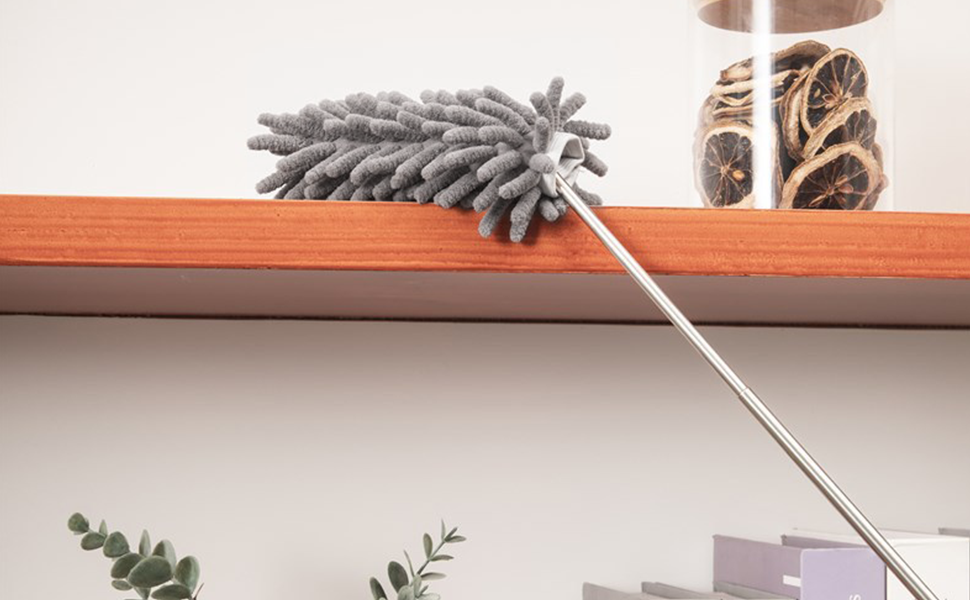 NileHome Microfiber Dusters for Cleaning, 2 Pack Mini Duster with Extension Pole Detachable