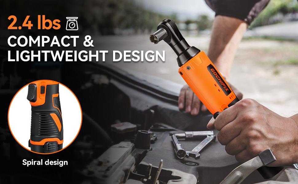 GOCHIFIX 12V Electric Cordless Ratchet Wrench Set 50Ftlbs