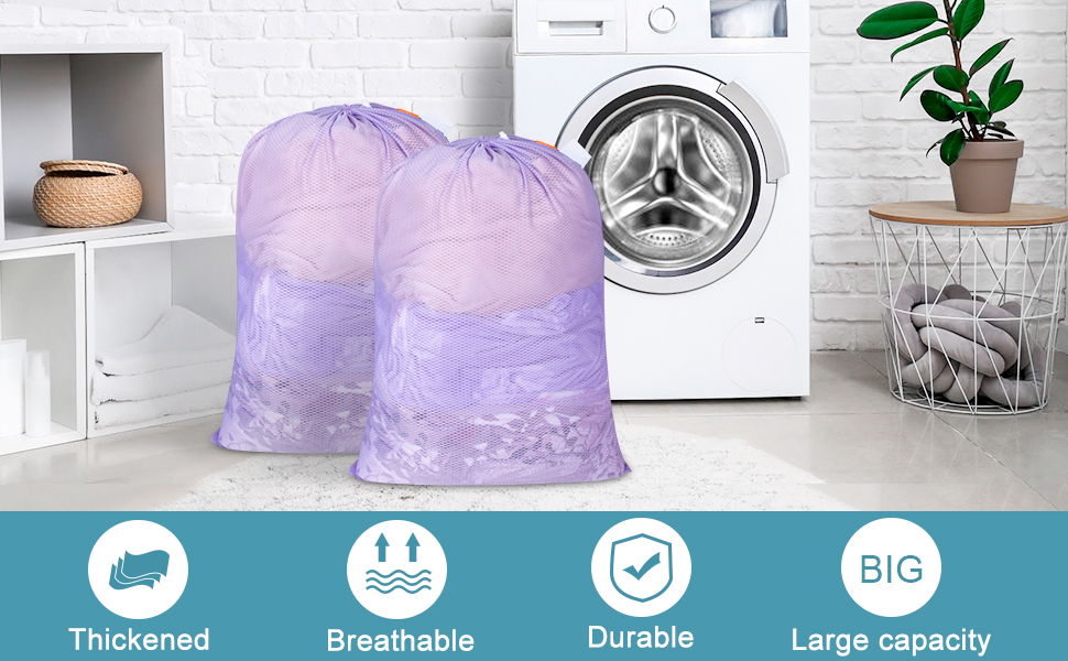 Polecasa Heavy Duty Large Mesh Laundry Bags with ID Tag and
