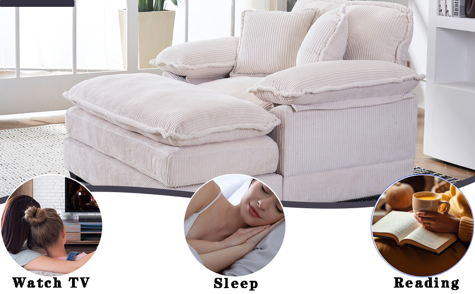 EXZLFA 56.3" Oversized Chaise Longue