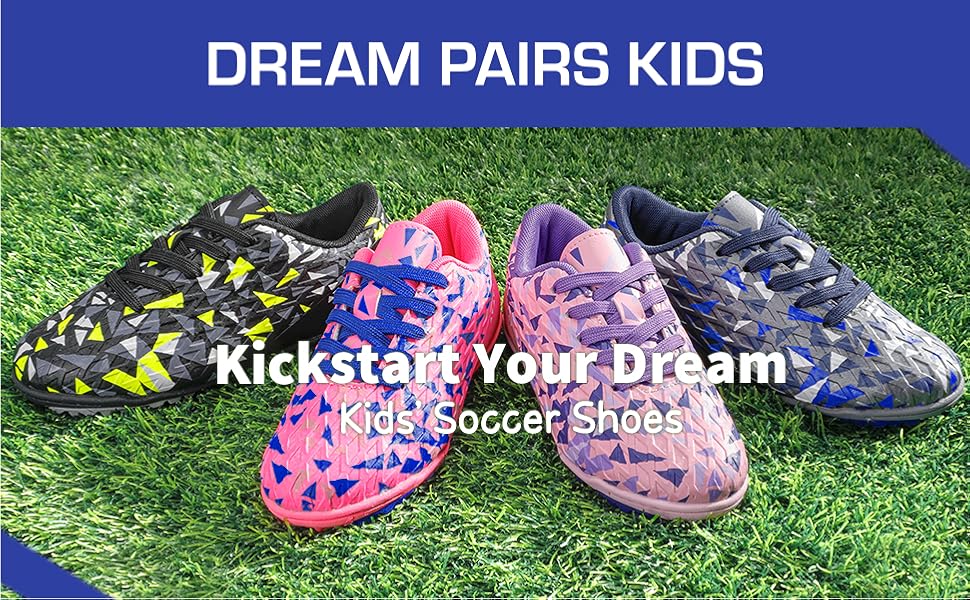 DREAM PAIRS Boys Girls Turf Indoor Soccer Cleats Lace Up