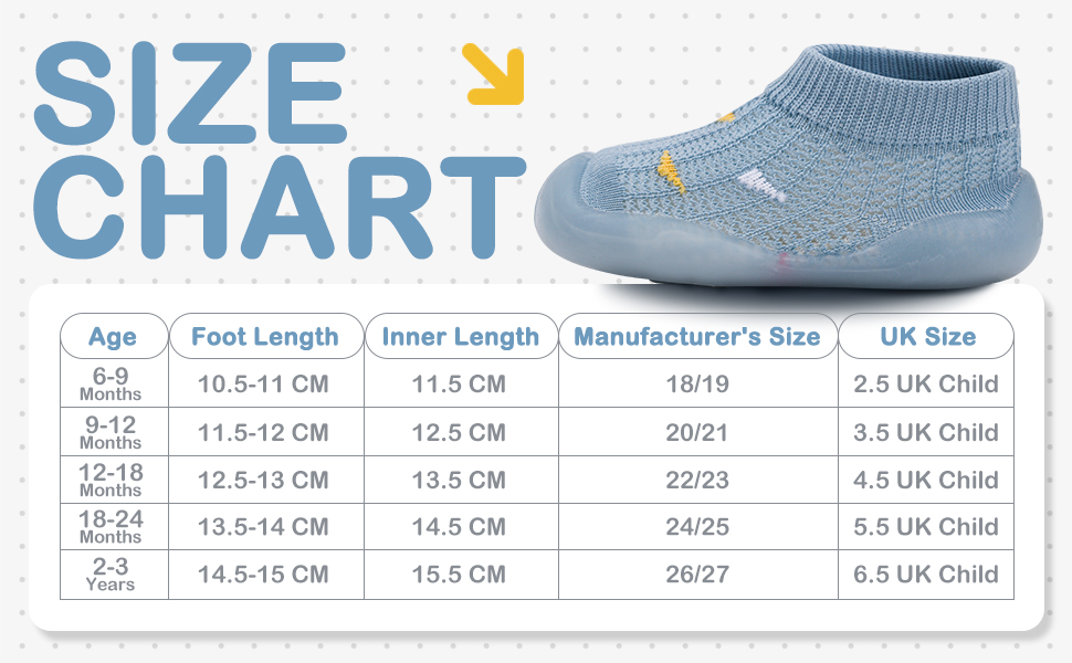 Baby Sock Shoes First Walking 6 9 12 18 24 Months Size 2.5 3.5 4.5 5.5 6.5 UK Child 1 2 3 years old