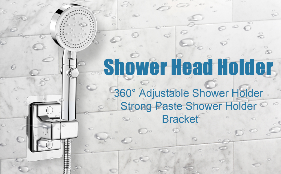Shower Head Holder, 360° Adjustable Shower Holder Strong Paste Shower