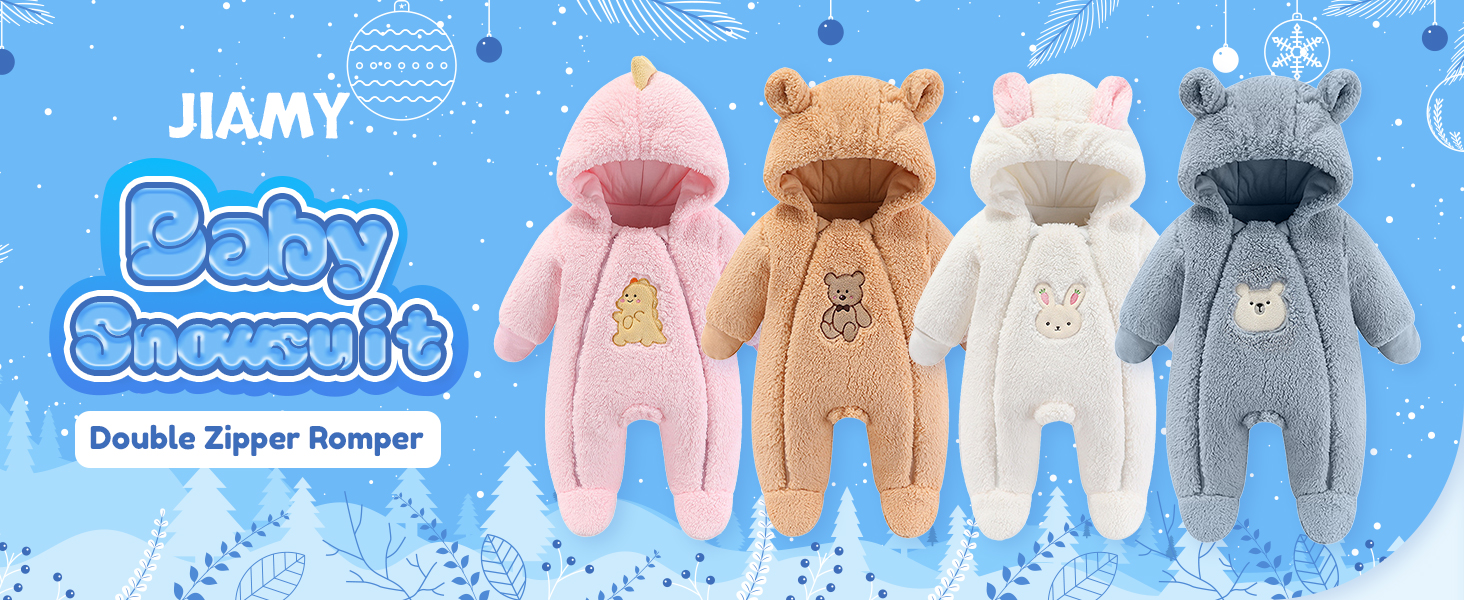 JiAmy Baby Snowsuit Hooded Romper Winter Outfits Boys Girls
