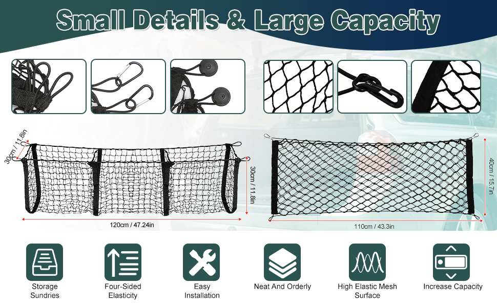 Truck Bed Extender, SUV Trunk Organizer Cargo net, Universal Elastic