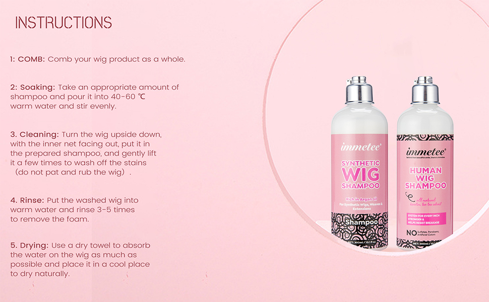 immetee Wig Shampoo for Human and Synthetic Hair, Wig Control Shampoo