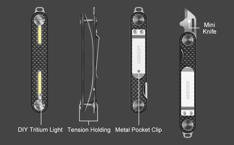 UEDGER Key Organizer Compact Keychain Holder, Minimalist EDC Key Chain