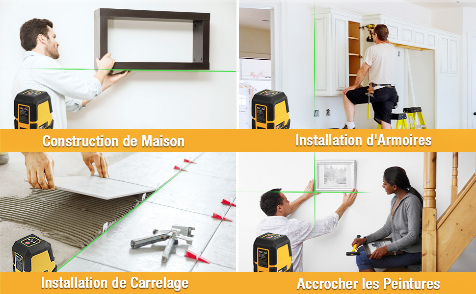 PREXISO Niveau Laser Auto-nivelant Rechargeable 30M (Faisceau Vert), Traceur De Ligne Laser Avec Batterie 2600mAh, Ligne Laser Croisé Avec Base Magnétique Pivotante, Plaque Cible Et Sac Portable 14 1