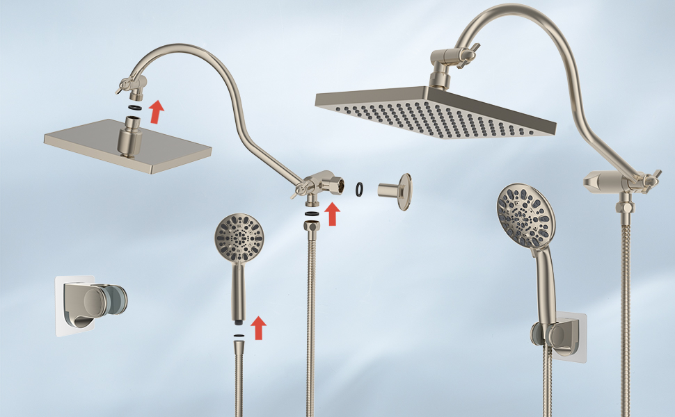 Hibbent 8 '' Thickness Metal Rainfall Shower Head/Handheld Showerhead