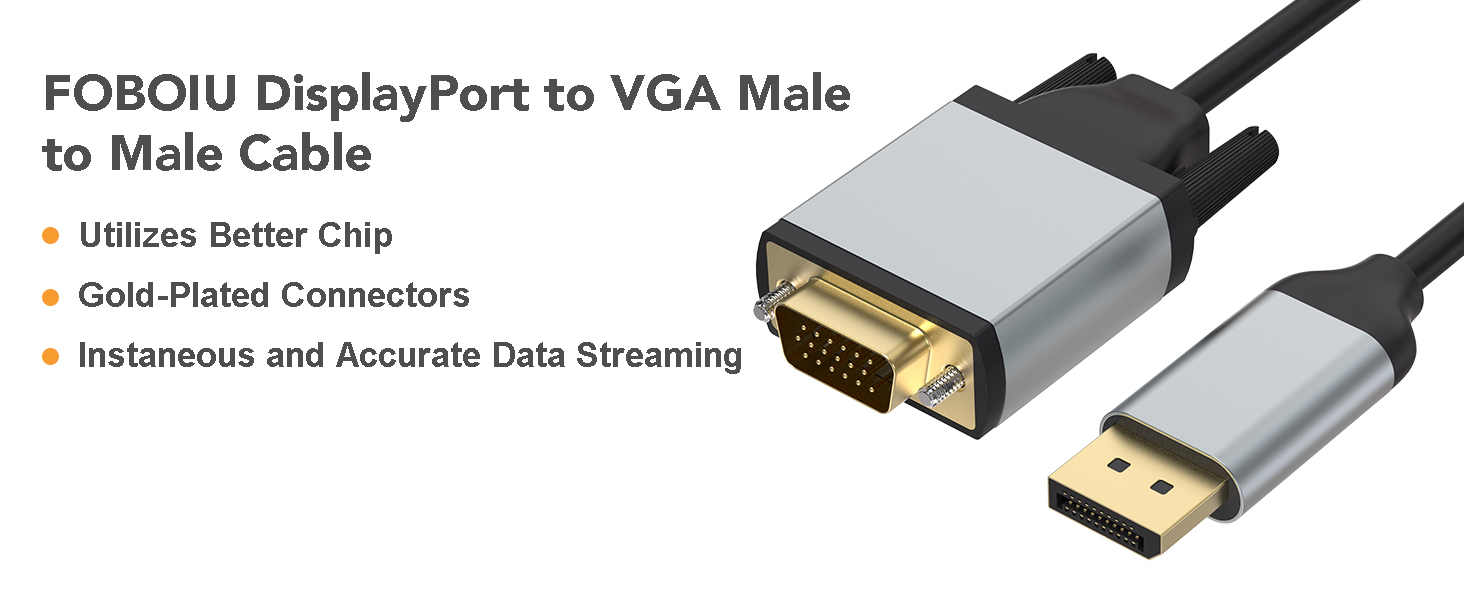 Foboiu DisplayPort to VGA 3 Feet Cable, DP Display Port to
