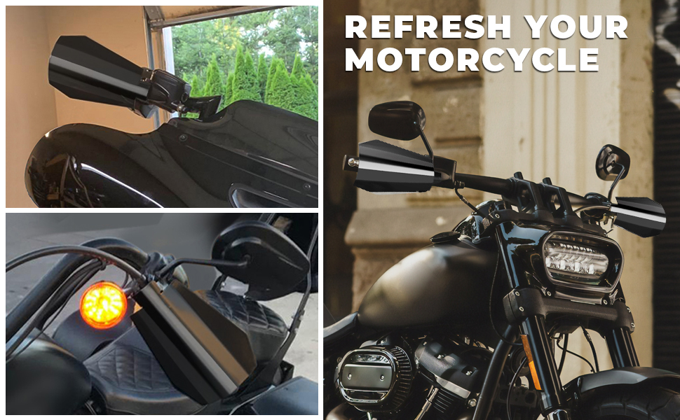 Amazicha Motorcycle Handguards Vivid Black Coffin Cut Hand