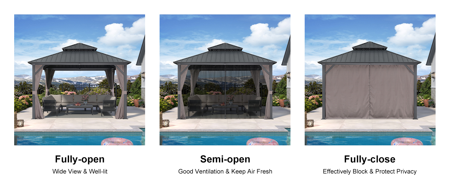 PURPLE LEAF 12' X 12' Permanent Hardtop Gazebo Outdoor