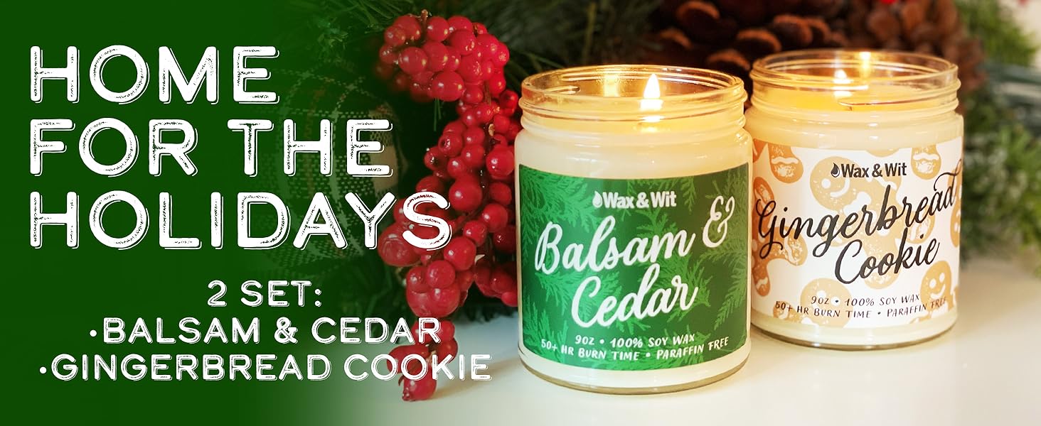 Balsam and Cedar,Gingerbread cookie  Holiday Candle Set