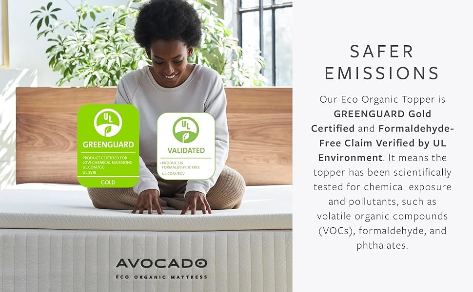 Eco Organic Mattress Topper by Avocado Green Mattress GOLS GOLS Certified Nontoxic Greenguard