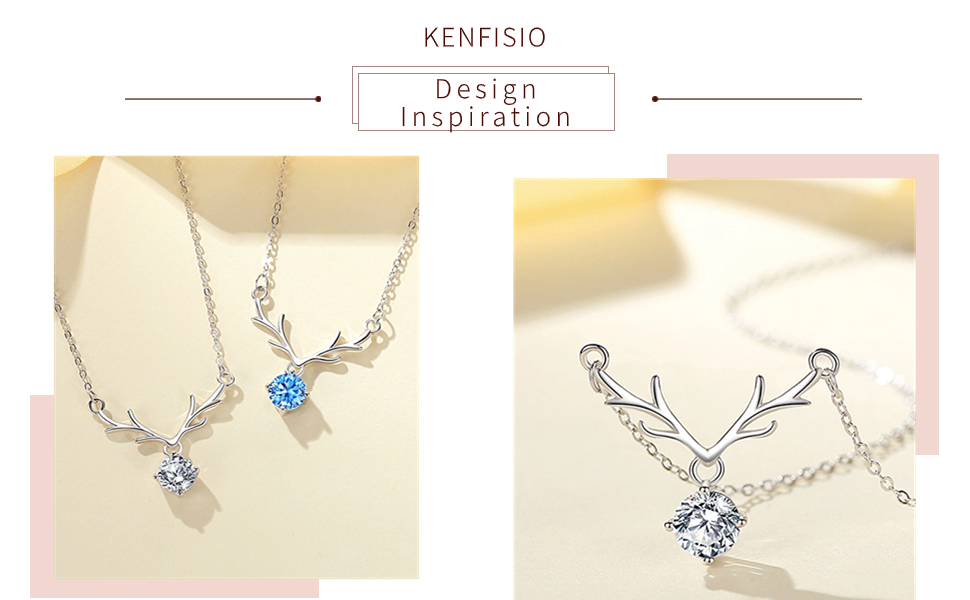 Antler necklace,women's silver jewelry,fashionable,elegant design,gift necklace,925 sterling silver