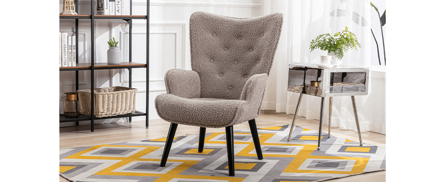 JOYBASE Wingback Accent Chair, Mid Century Modern Chair, Armchair with High Back