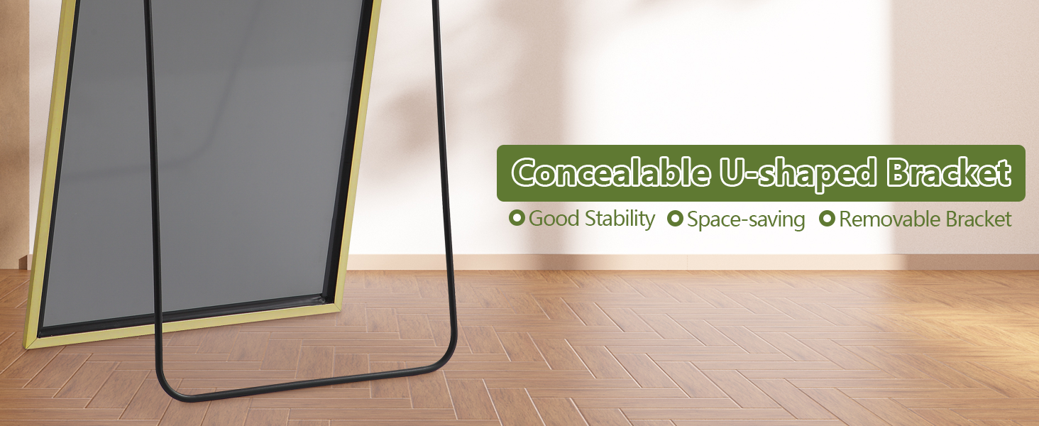 Gold Mirror Full Length, Floor Mirror, Free Standing Mirror Hanging or Leaning, Aluminum Alloy Frame Full Body Mirror for Bedroom Living Room Cloakroom Hallway, Wall Mirror Full Length