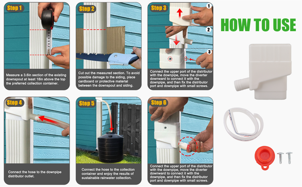 Rainwater Collection System, Rain Barrel Diverter Kit with 48 Hose for